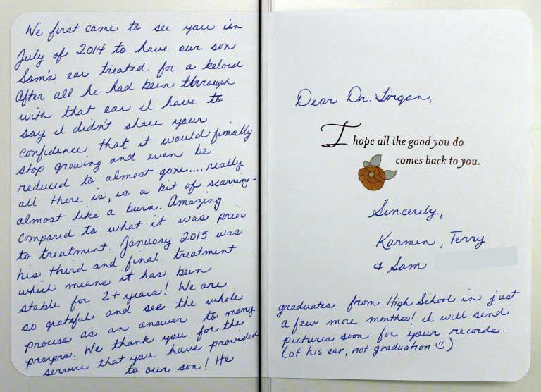 Thank you card sent to Dr. Tirgan by the family of one of his patients